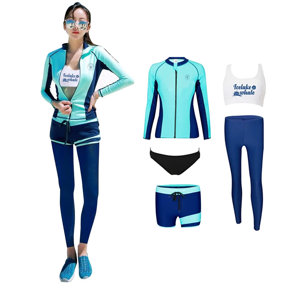 

Женский купальник рашгард YFMAYI, с длинным рукавом, с застежкой спереди, купальник для фитнеса, шорты для серфинга, леггинсы, влагоотводящий, быстросохнущий, набор из 5 предметов