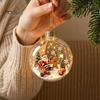 Christmas Tree Accents Glowing Ball Ornaments, Light-Up with Mini Holiday Scene, Acrylic Clear Warm LED Ornaments Hanging Decor Light for Home, Window