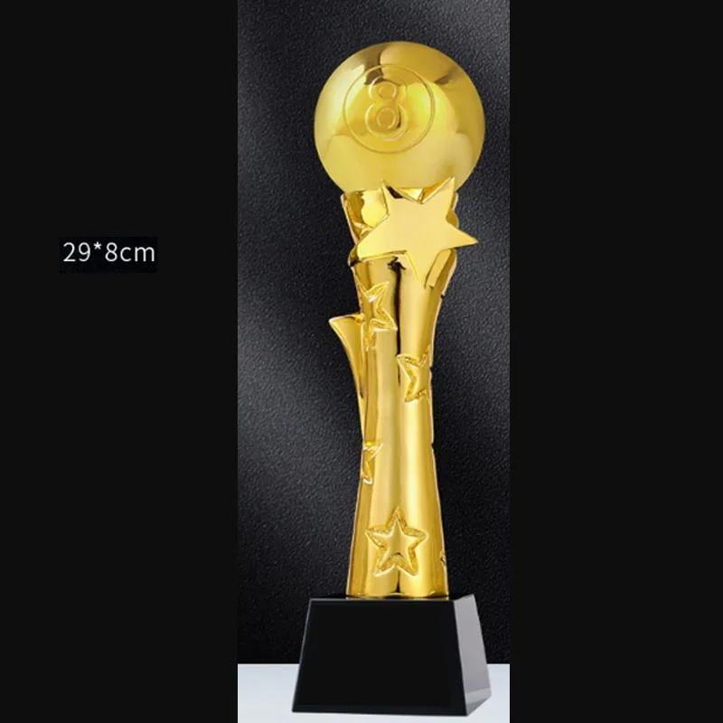 

Customized Black Eight Billiards Resin Trophy Reward, Gold, Silver, Copper, Crystal Base, Sport Activity Competition Awards, 1Pc