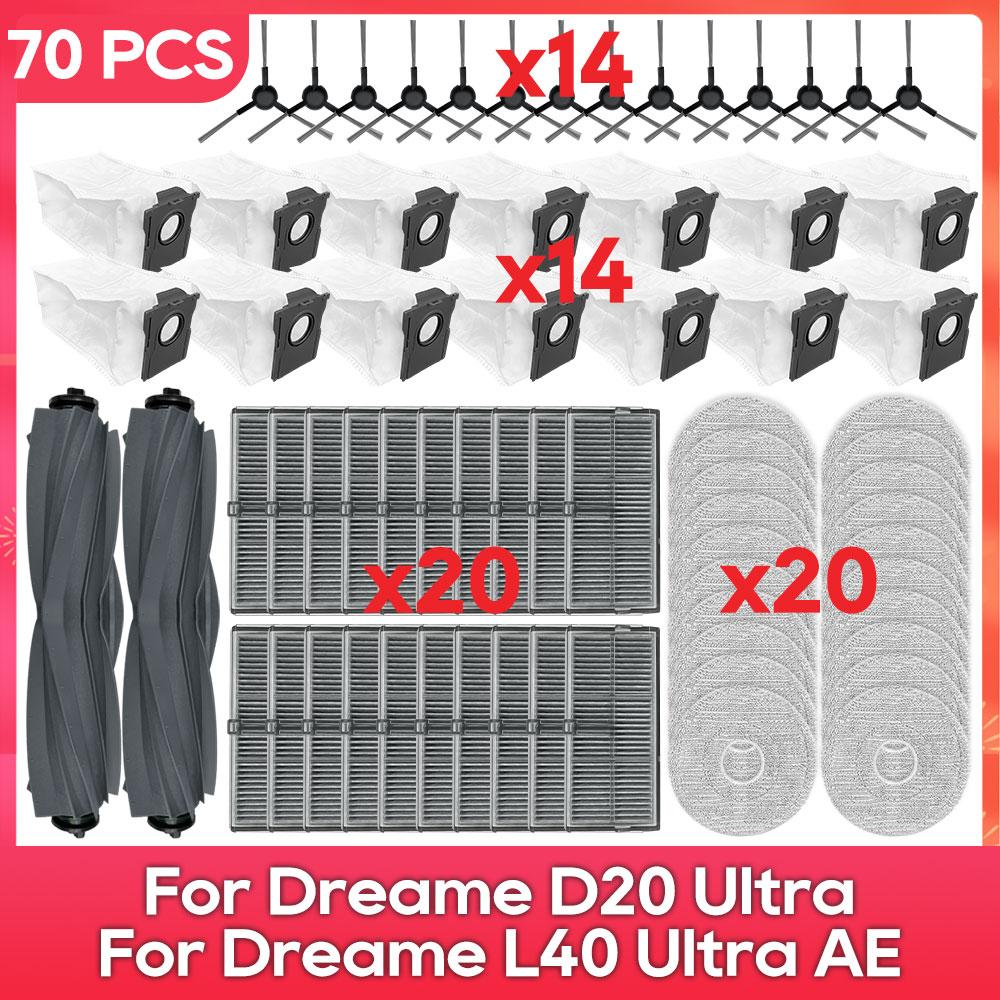Fit For ( Dreame L40 Ultra AE / L40S Ultra CE / D20 Ultra ) Parts Main Side Brush Filter Mop Cloth Dust Bag Accessories