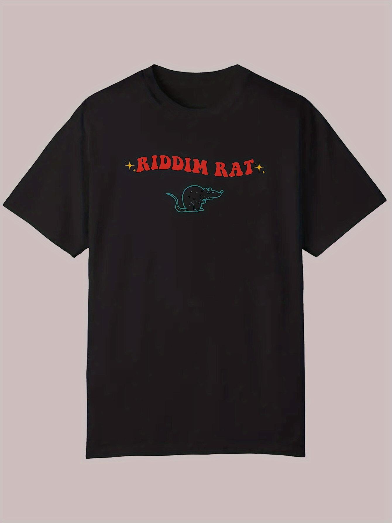 Black Casual Summer T-shirt - Bold Riddim Rat Graphic Print S