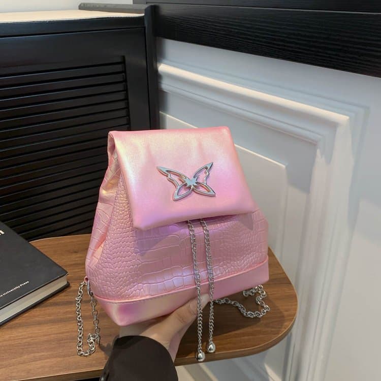 

Laser Crocodile Pattern Butterfly Decorative Backpack for Women