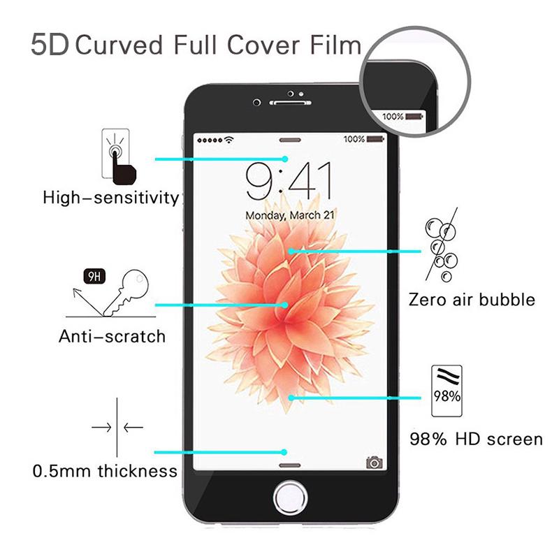 5D Full Cover Tempered Glass For iPhone 6 6s 7 8 Plus 5 5s SE 5C 5se 11 12 13 X XR XS MAX Mini Screen Protector Film Glas Sklo