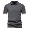 Herren Unifarbenes Sport-Reißverschluss-Polohemd Athletische Soziale Poloshirts Herren Büro Slim Fit