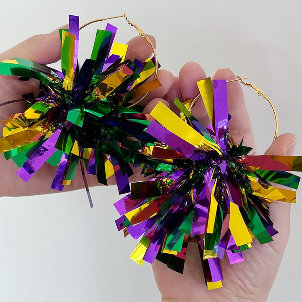 Festive Mardi Gras Festival Earrings Glitter Ball Earring Sparkling Poms Poms Earrings for Outdoor Karneval Celebrations