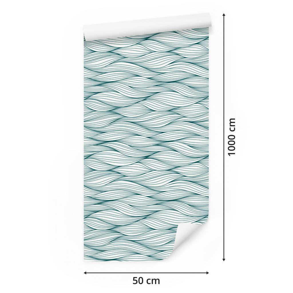 Retro Wallpaper with Irregular Waves On a White Background for the Living Room and Bedroom 50x1000