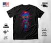 T-shirt Grafica Neon Teschio e Motocicletta Nera Unisex S-2XL