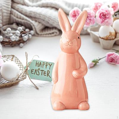Osterhase Figur Kaninchen Statue Keramik Dekoration Tisch Mittelstück für Schreibtisch, Schlafzimmer,