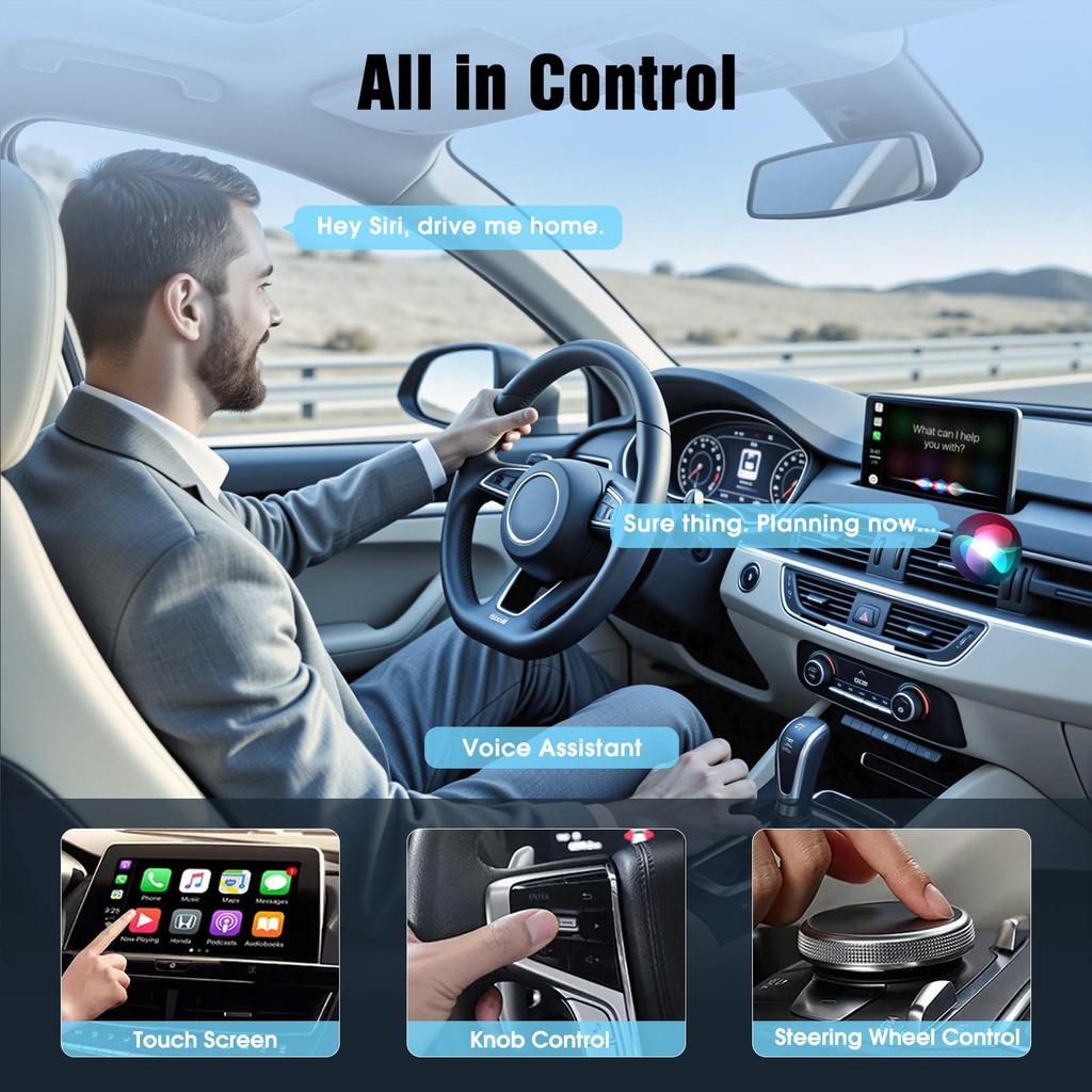 Two-in-One Wireless CarPlay & Android Auto Adapter