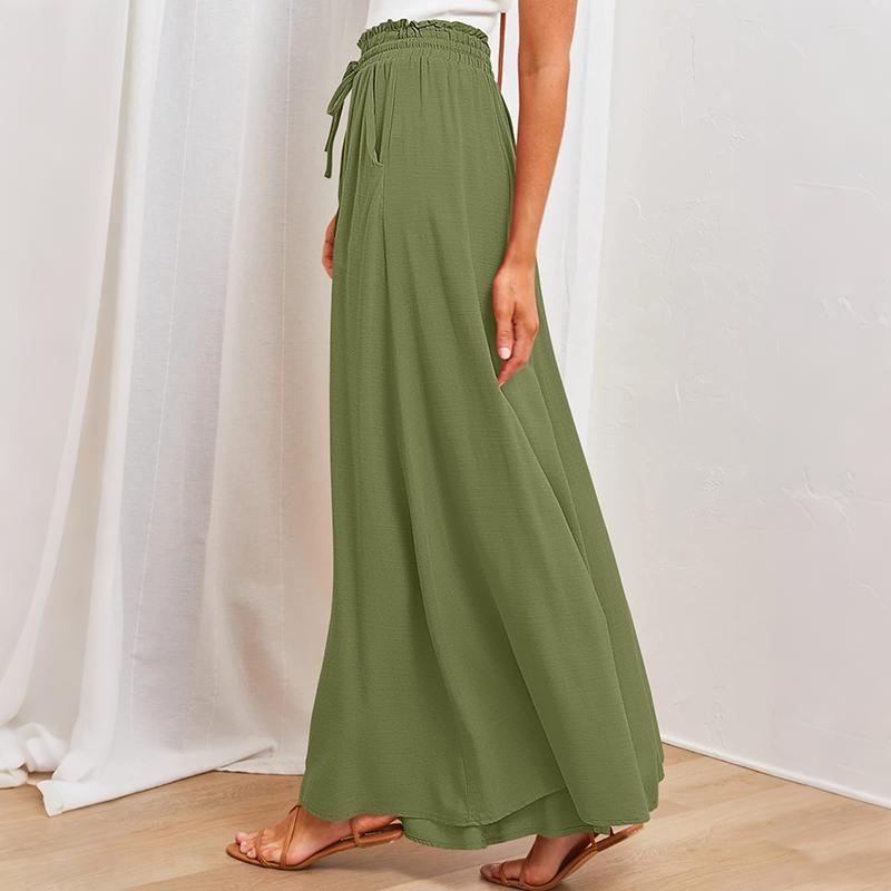 Women Autumn Winter Wardrobe Staple Versatile Draped Bandage High-Waisted Solid Color Pocket Culottes Pants