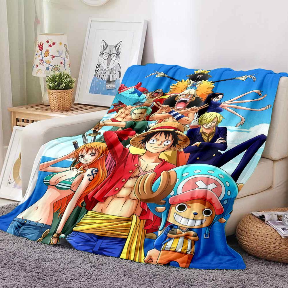 1PC One Piece Monkey D Luffy Patterned Flannel Blanket Suitable For All Seasons For Home Decor Warmth And Comfort Gifts Holiday Present