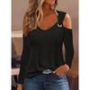 Herbst Einfache Metallknopf V-Ausschnitt Hemd Bluse Für Frauen Neue Mode Sexy Damen Lässiges T-Shirt Pullover Oberteile Femal