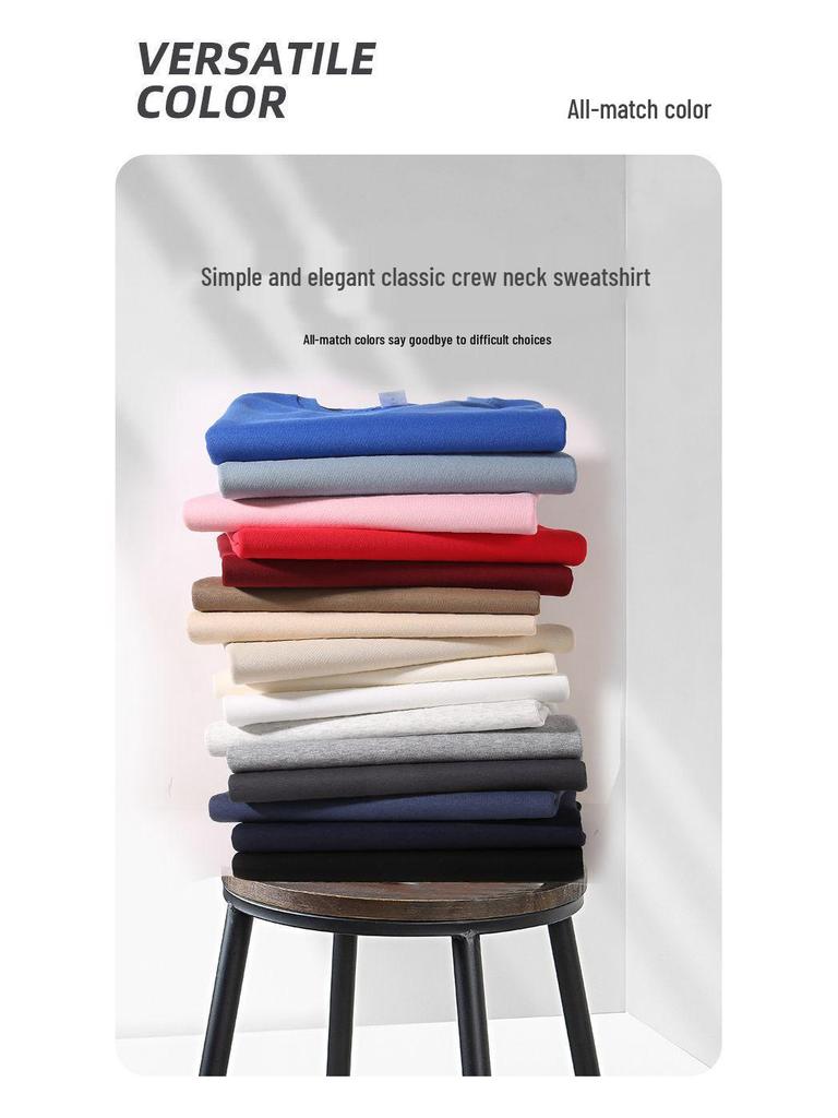 Women's Fleece-Lined Crew Neck Sweatshirt, Long Sleeve, Thin & Loose, for Spring and Autumn, Junior & High School Students, No Hood.