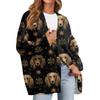 Women's Fashion Long Sleeve Christmas Print V-Neck Button Loose Cardigan Top