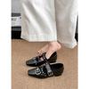 Black Retro Square Head Light Mouth Flat Sole Shoes 2026 New Spring and Autumn with Skirt Versatile French Mary Jane Shoes