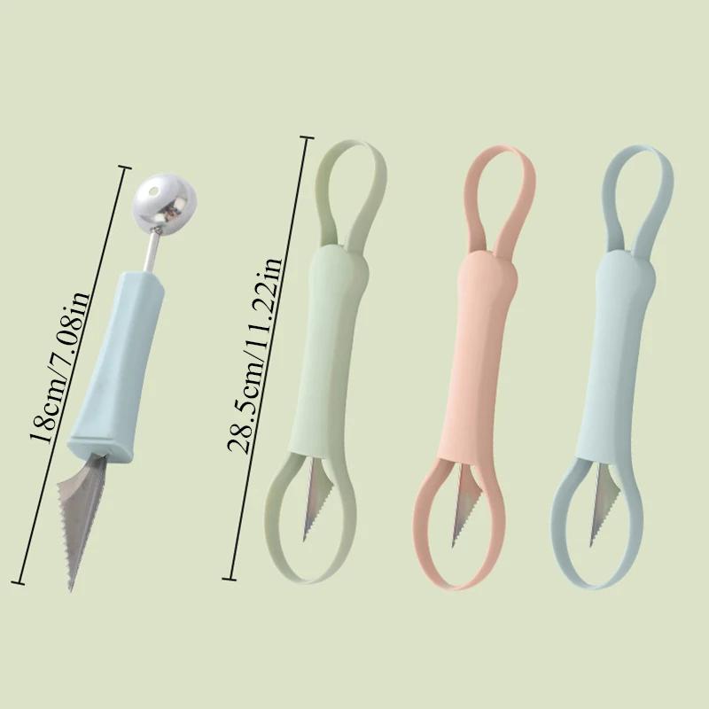 Kitchen Accessories Three-in-one Stainless Steel Carving Knife Fruit Watermelon Ice Cream Baller Scoop Stacks Spoon Home Gadgets