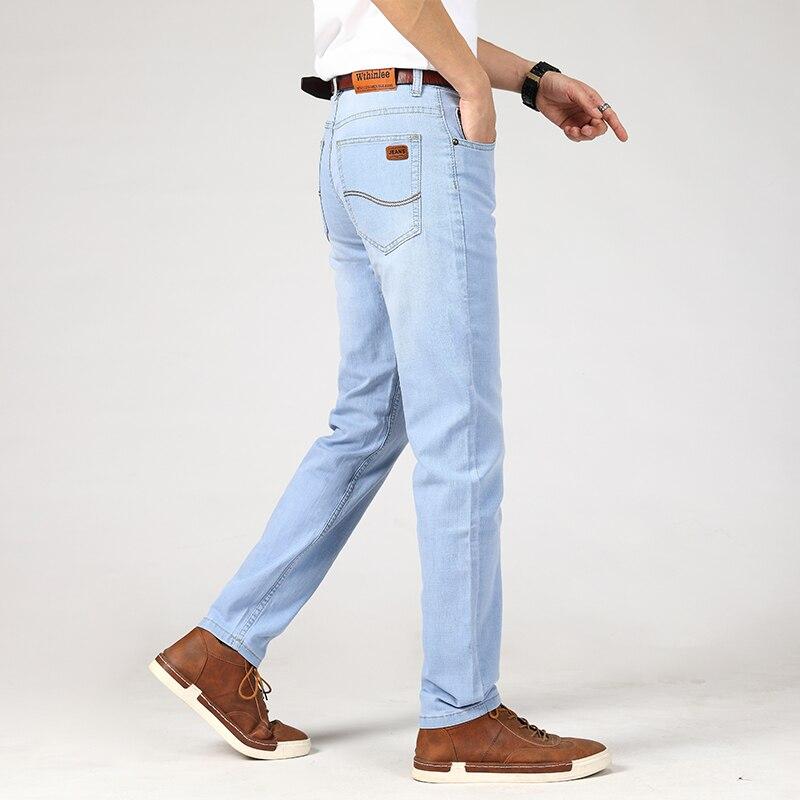 Marke Herren Dünne Jeans Sommer Neuer Stil Business Casual Slim Fit Elastisch Klassischer Stil Hosen Himmelblaue Hose Herrengröße 28 -