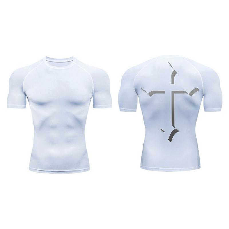 Cross Print Compression Shirt for Men Christian Sporty Quick Dry Tshirt Tees Tops Gym Workout Fitness Undershirts Baselayers