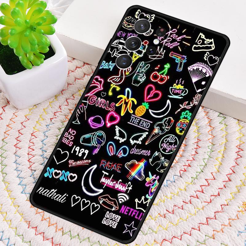 Neon Light Silicone Phone Case For Samsung Galaxy note 10 pro S26 S25 S24 S23 S22 S21 Plus S25Ultra Capa Cover