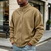 Men's Retro Corduroy Zip Cardigan with Two Pockets Casual Sweater