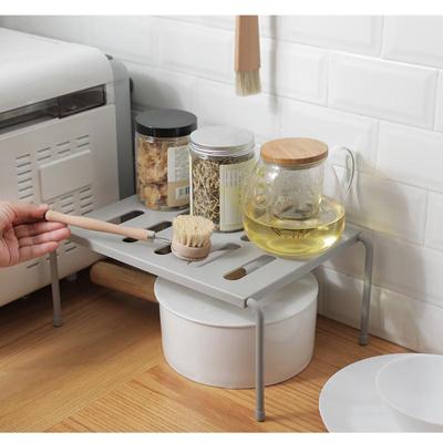 Retractable Kitchen Cabinet Storage Shelf Plastic Cabinet Holders Stackable Organizer Spice Rack Fit for Kitchen Bathroom