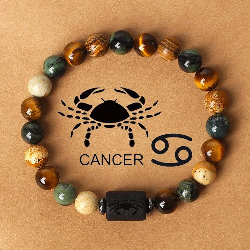 12 Zodiac Sign Natural Stone Beaded Bracelet Vintage Constellation Bracelet Unisex Jewelry Handmade Astrology Lover Accessory
