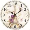 European Theme Wall Clock NonTicking Vintage Wooden Home Decor for Living Room, Bedroom,