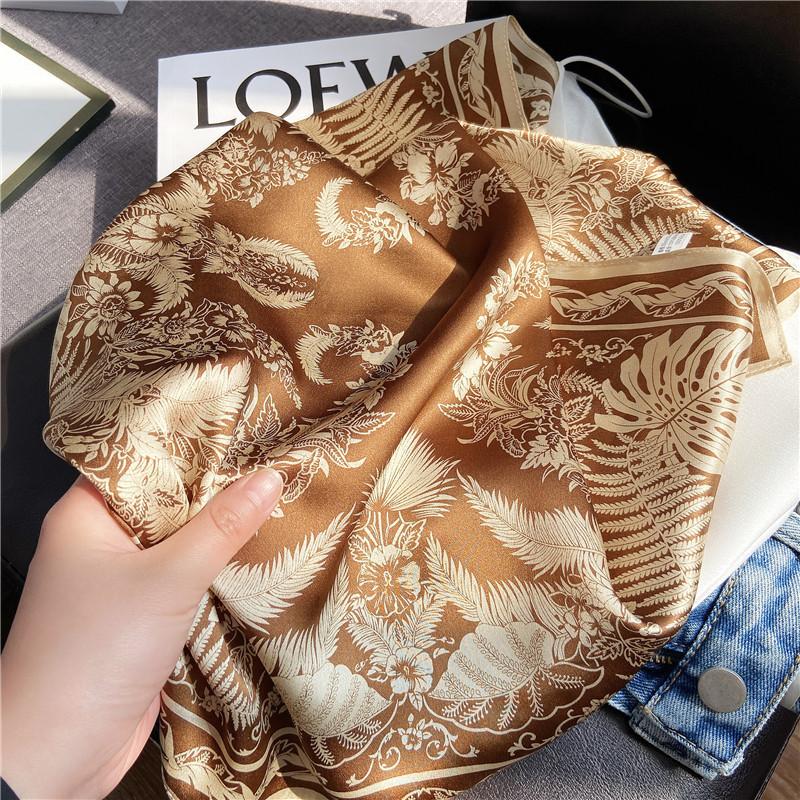New 100% Natural Silk Scarf Square Female Fashion Beach Pashmina Bufanda Women Shawl Wraps Bandana Scarves Foulard Echarpe 53cm