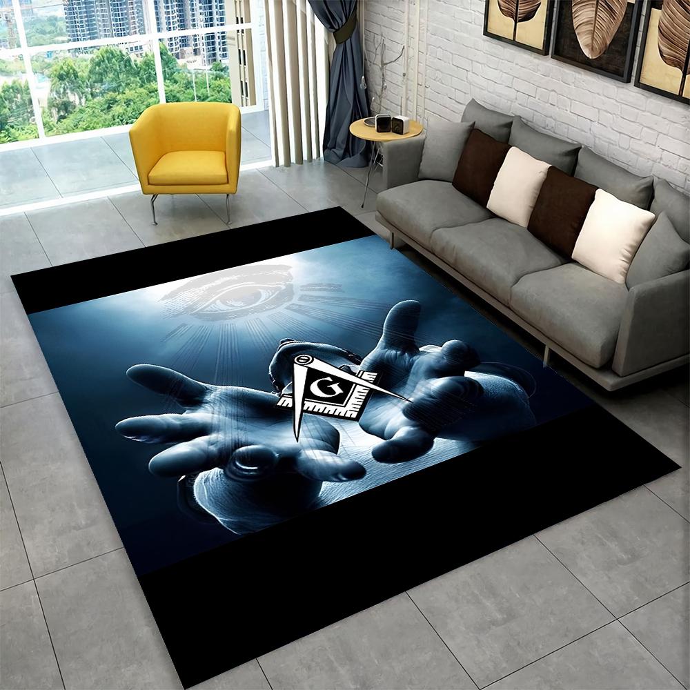 Alfombra de área de anillo Illuminati masónico masón 3D, alfombra de ojo que todo lo ve para decoración de felpudo de sala de estar y dormitorio, alfombra antideslizante