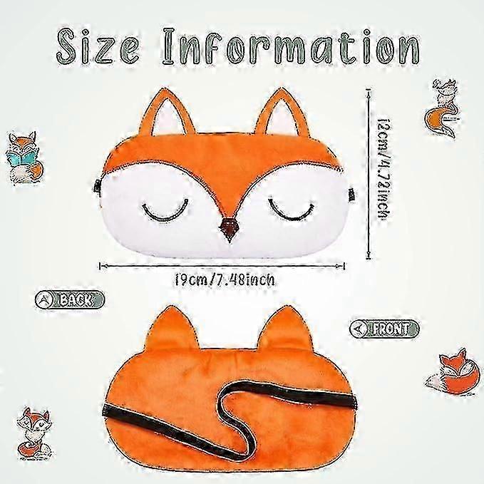 Cute Eye Mask 3Pcs Cartoon Face Eye Cover Funny Animal Sleeping Mask Soft Lightweight Blindfolds Yellow&Orange/fox bear chick 19*10 cm/7.48*3.94 inch