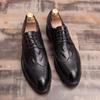 Men's dress casual shoes crocodile pattern lace-up pointed leather shoes platform brock men's shoes
