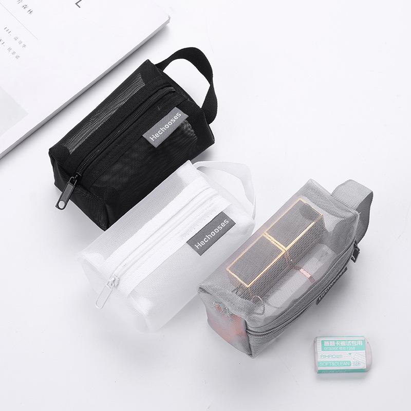 New Minimalist 3D Square Mesh Coin Purse for Women Large Capacity Key Card Holder Transparent Storage Bag
