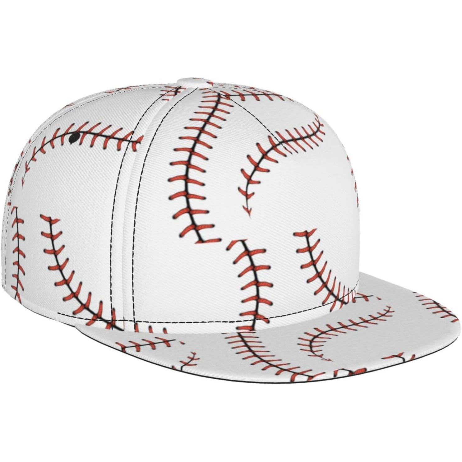 

Baseball Stitches Softball Laces Print Baseball Cap for Men Women Adjustable Trucker Hat Snapback Sun Dad Cap Lightweight Unisex One Size
