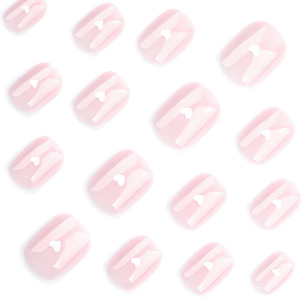 24pcs nude nail art fake nail white small love wearable nails nails nails