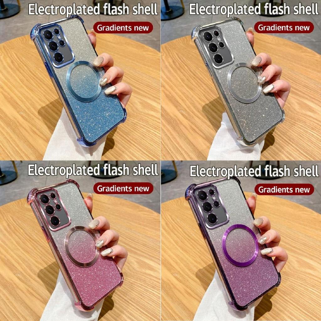 Galaxy Samsung For A06 Gradient Color Clear Shockproof Magnetic Ring Phone Case