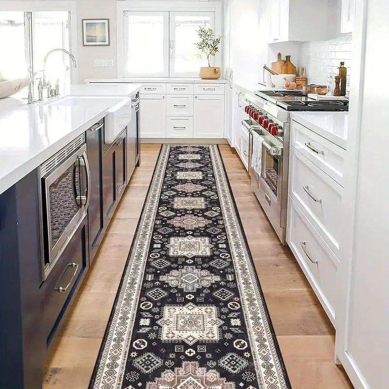 Hallway Runner Rug Anti-Slip Strip Living Room Entrance Carpet Vintage Corridor Kitchen Floor Mat Home Decor