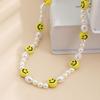 Vintage Imitation Pearl Smile Face Necklace For Men Women Punk Gothic Hiphop Zircon Beads Chain Trendy Neck Accessories Gift