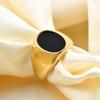18K Gold Smooth 9MM Stainless Steel Ring with Mother-of-Pearl Inlay for Women