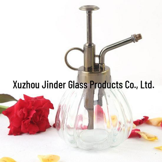 Creative Hand-Pressure Glass Watering Sprayer with Colored Transparent Pumpkin Design