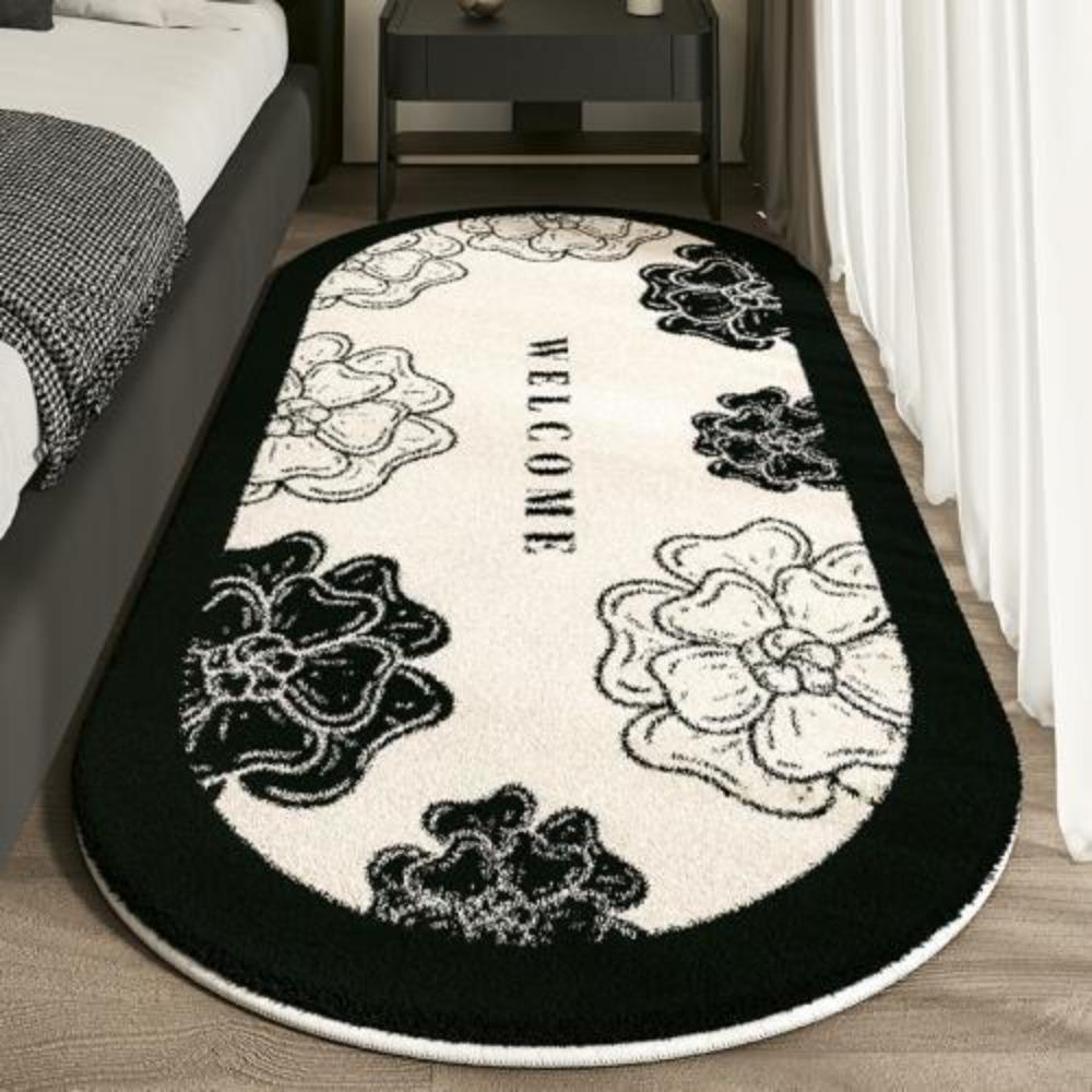 Bedroom Bedside Premium Imitation Cashmere Retro Carpet Machine Washable Thickened Oval Bedside Home Floor Mat Living Room Blanket
