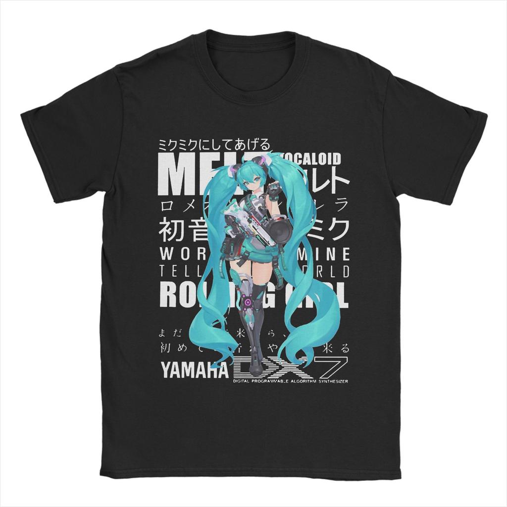 Hatsune Mikus Vocaloid Girl T-Shirt Herren Baumwoll-Oberteile Streetwear Rundhals Kurzarm
