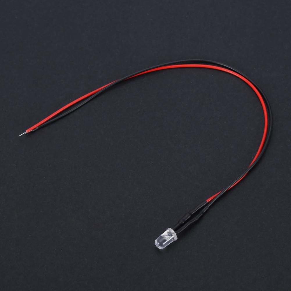 10 Stück 12V 5mm LED Leuchtdiode Verdrahtet Mehrfarbiges LED Lichtkabel 20cm 0.06W(Weiß)
