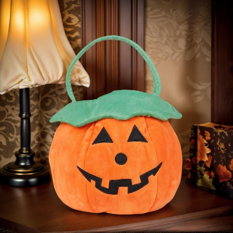 Halloween Pumpkin Candy Holder Plush Cloth Storage Pouches Christmas Party Treats Bag For Kids Candy Chocolate Storage