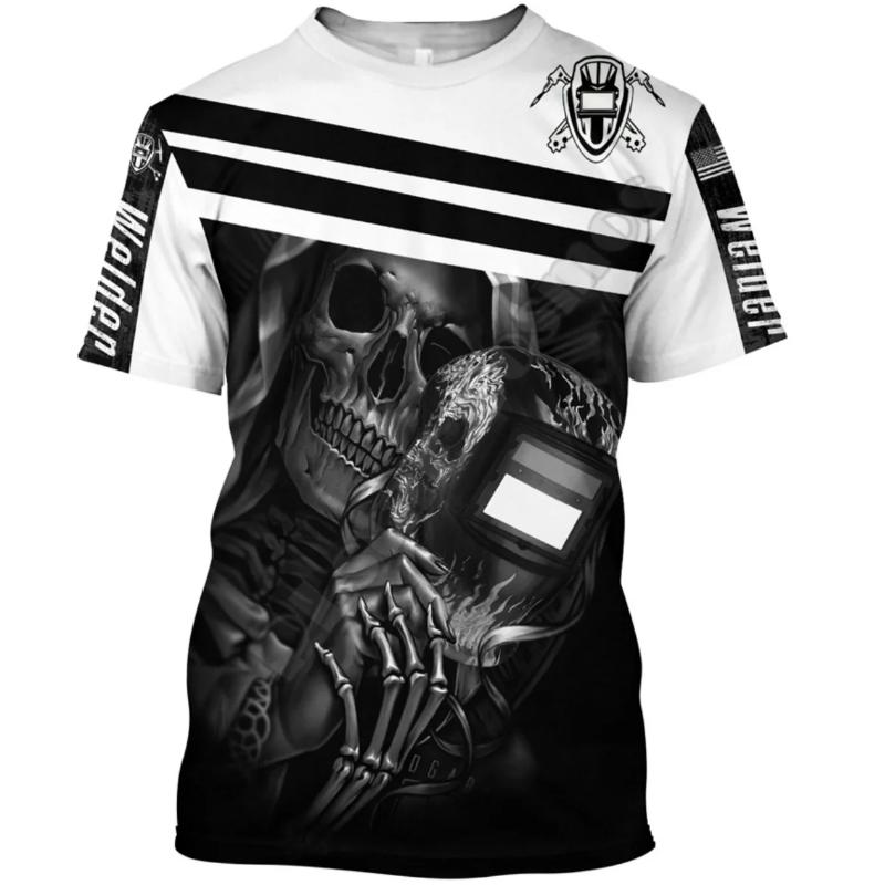 

Новинка 2023 года, мужская футболка, рубашка сварщика, рабочая одежда, мужские повседневные футболки большого размера с короткими рукавами, летние хлопковые уличные топы, повседневный пуловер 2XL