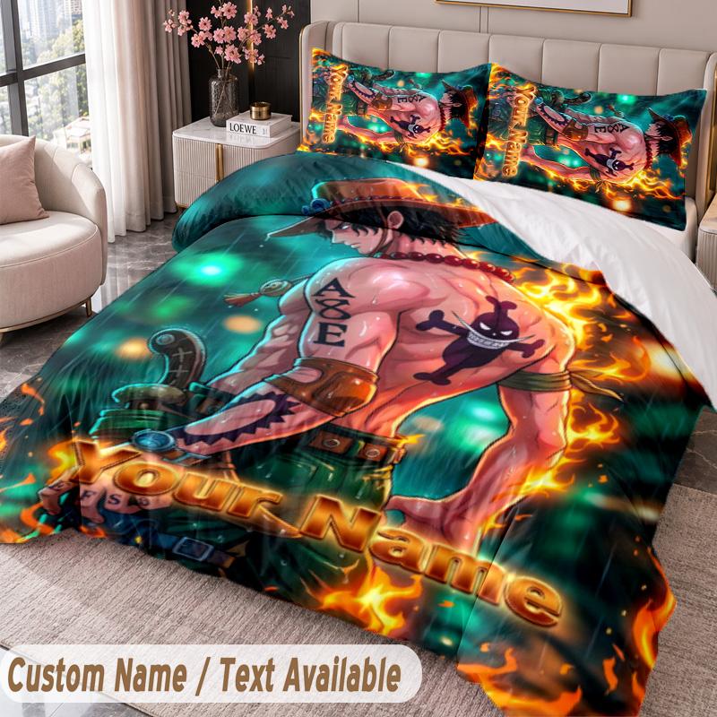 Custom Name Text 3Pcs Bedding Set One Piece Duvet Cover And Two Pillowcases