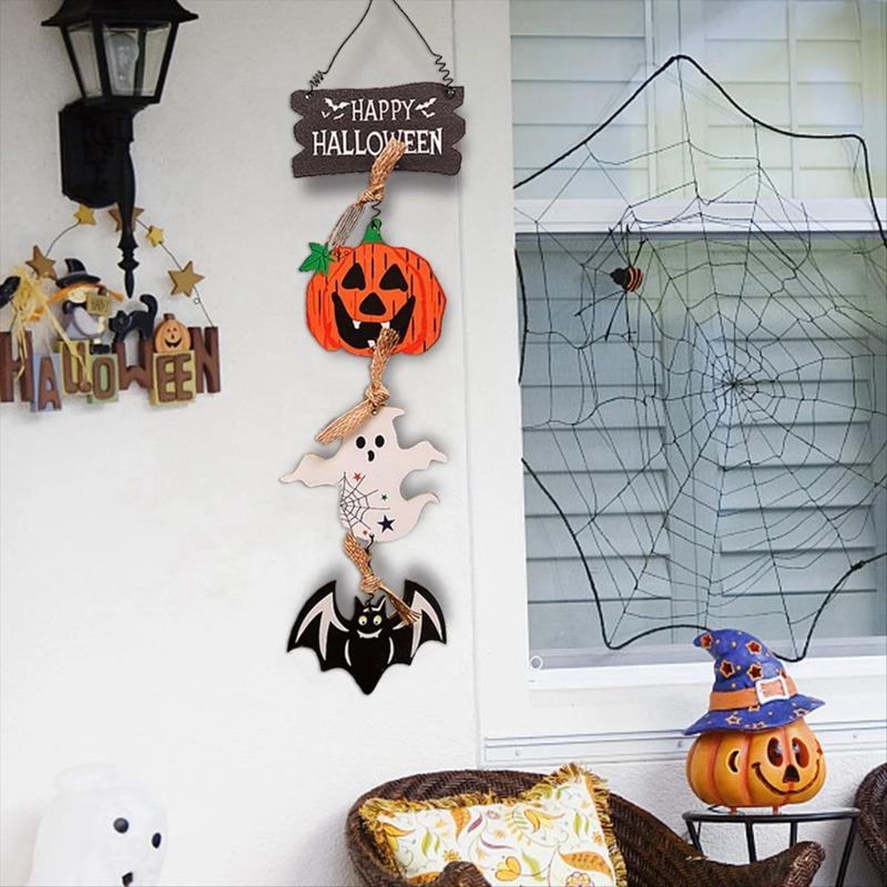 Halloween front door hanging pumpkin witch ghost flag logo Halloween home haunted house door decoration scene arrangement
