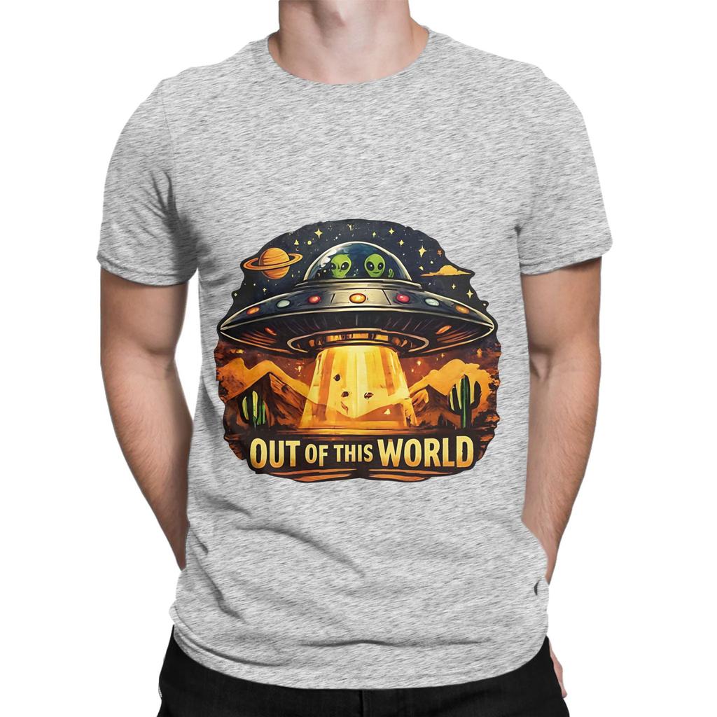 Out of This World Funny UFO Funny 100 Cotton TShirt UFO Tees Tops For Unisex