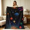 Flannel Fleece Blanket with Galaxy Space Planet Star Print All Season Soft Warm Throw Blanket for Sofa Couch Bedroom Living Room Office Home Decorativ