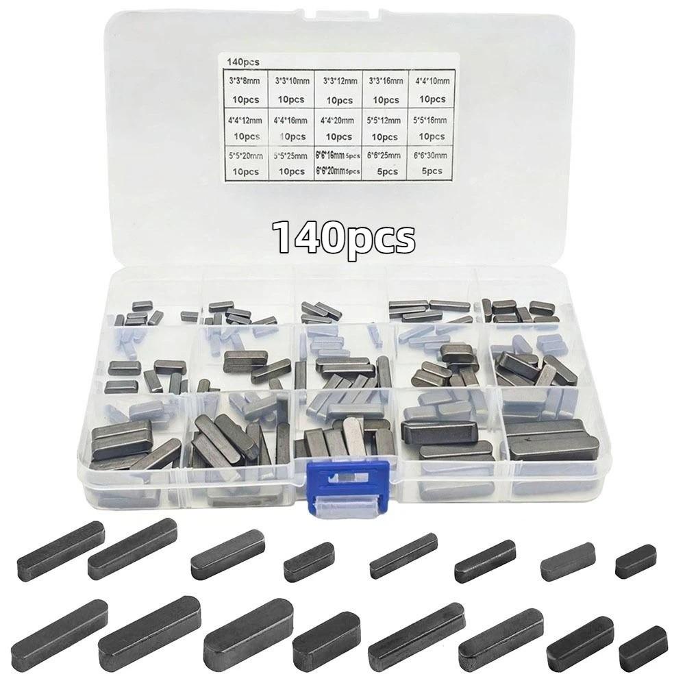 140pcs Carbon Steel Square Parallel Keys 3-6mm Size Range Round End Flat Keys  Machinery Repair