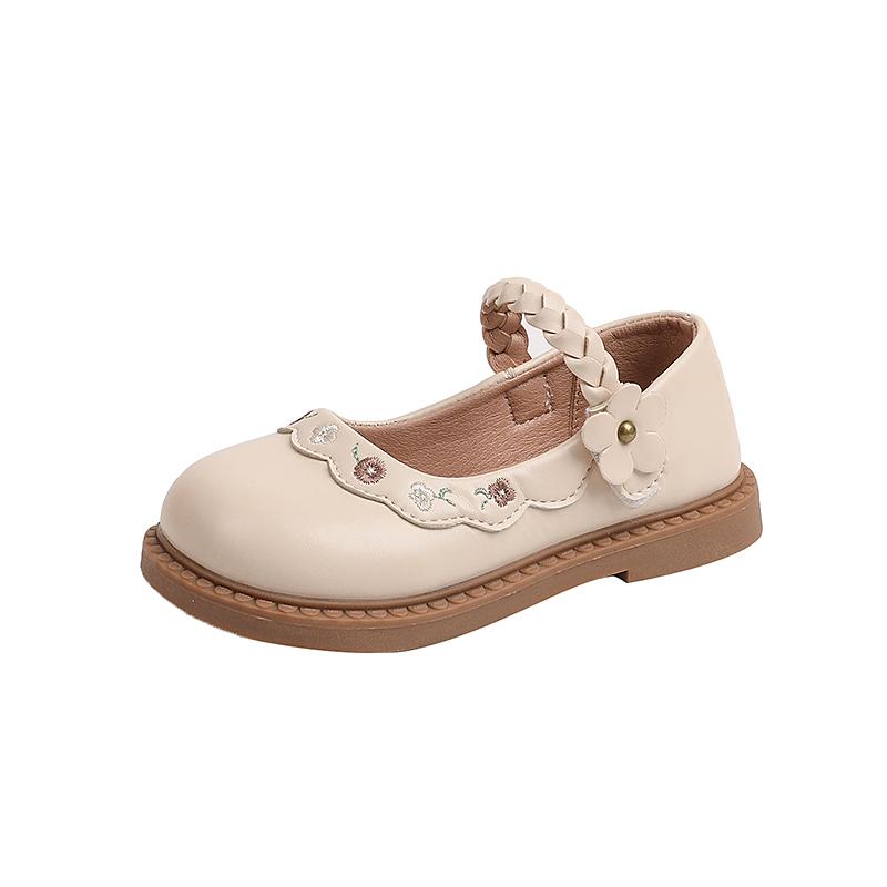 

Spring Autumn Kids Leather Shoes Wedding Party Little Girls Embroidered Mary Jane Shoes Princess Children Dress Flat Shoes 24